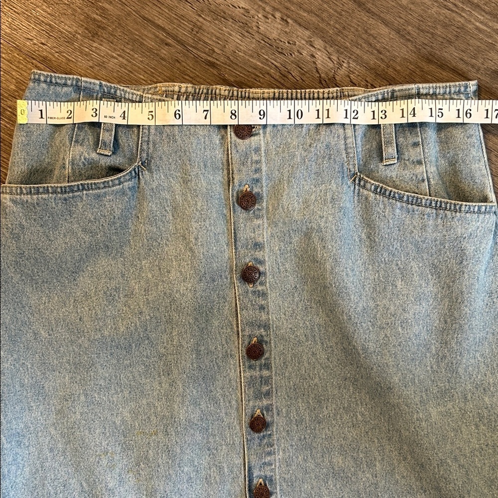 Vintage Bill Blass Denim Midi Skirt Button Front High Waist 10P - Picture 6 of 8
